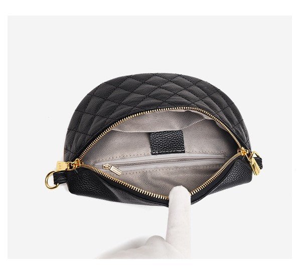 Myra Quilted Leather Crescent Sling Bag - Bold Rose Boutique