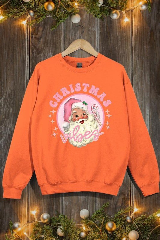 Pink Christmas Vibes Graphic Fleece Sweatshirts - Bold Rose Boutique