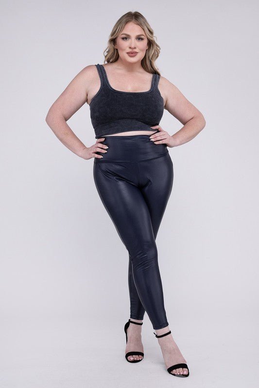 Plus High Rise Faux Leather Leggings - Bold Rose Boutique