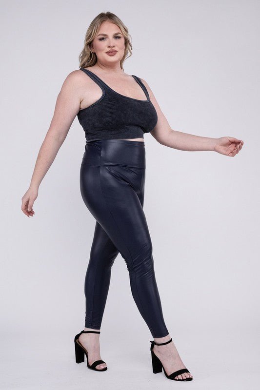 Plus High Rise Faux Leather Leggings - Bold Rose Boutique