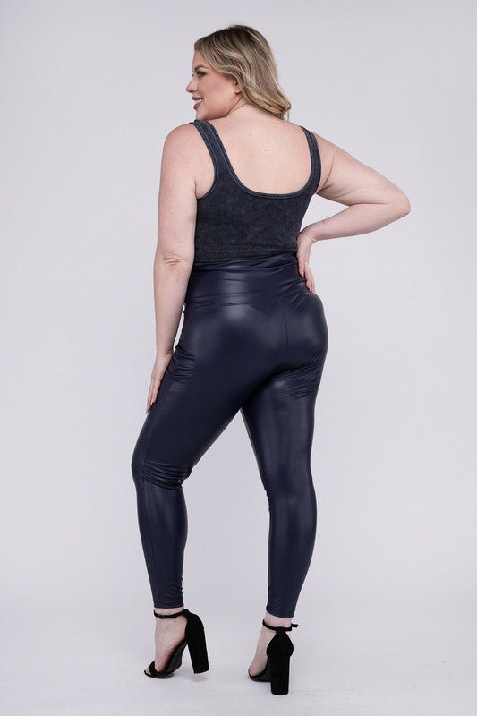 Plus High Rise Faux Leather Leggings - Bold Rose Boutique