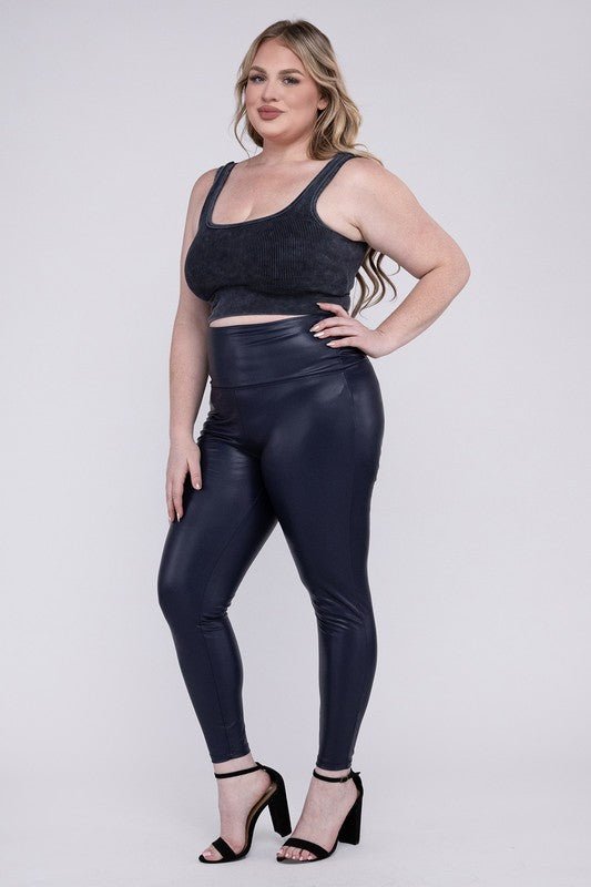 Plus High Rise Faux Leather Leggings - Bold Rose Boutique