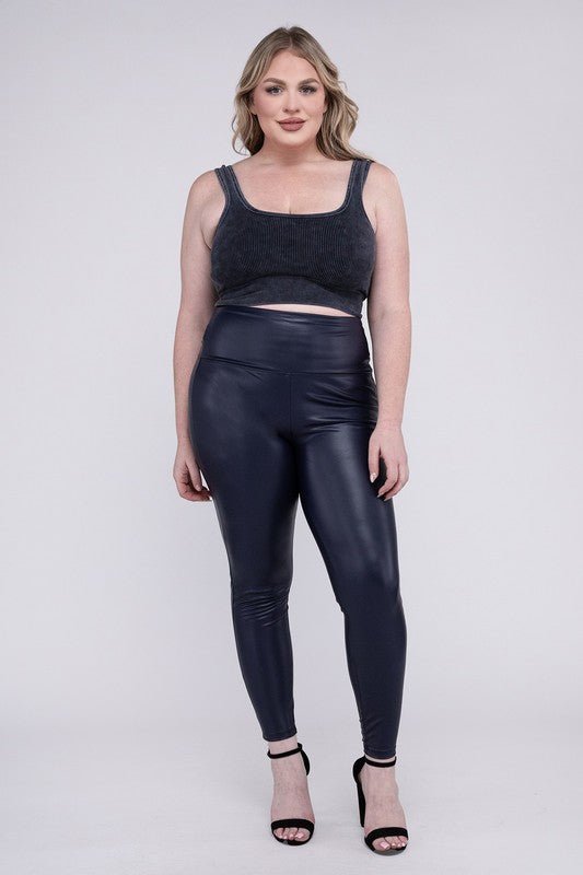 Plus High Rise Faux Leather Leggings - Bold Rose Boutique