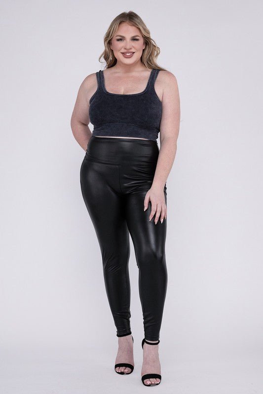 Plus High Rise Faux Leather Leggings - Bold Rose Boutique