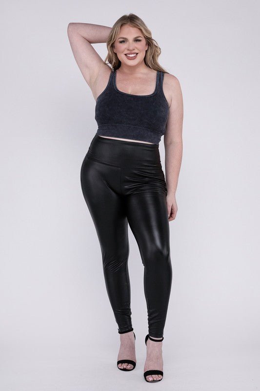 Plus High Rise Faux Leather Leggings - Bold Rose Boutique