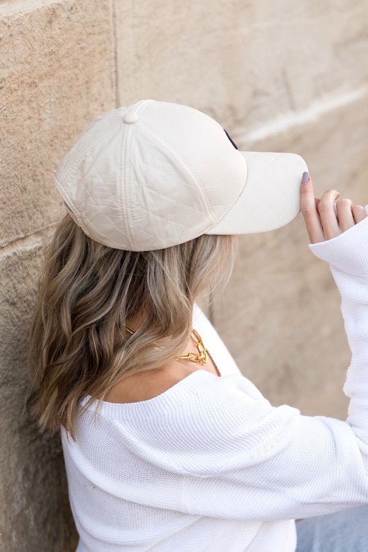 Quilted Puffer Ball Cap - Bold Rose Boutique