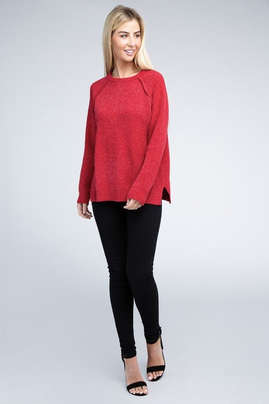 Raglan Chenille Sweater - Bold Rose Boutique