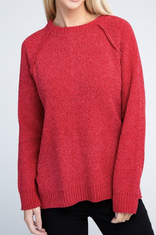 Raglan Chenille Sweater - Bold Rose Boutique