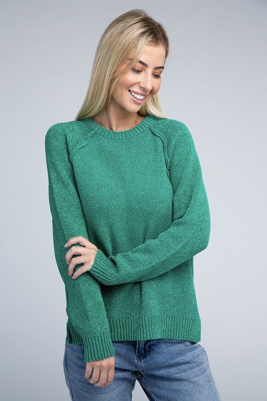 Raglan Chenille Sweater - Bold Rose Boutique