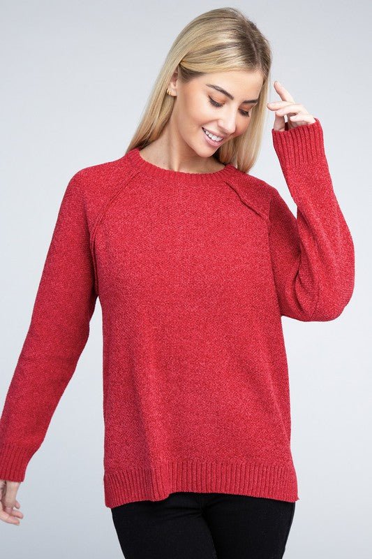 Raglan Chenille Sweater - Bold Rose Boutique