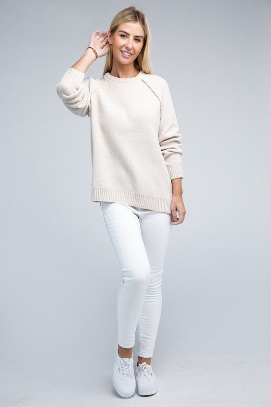 Raglan Chenille Sweater - Bold Rose Boutique