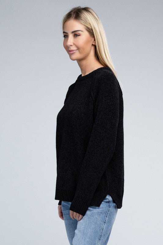 Raglan Chenille Sweater - Bold Rose Boutique