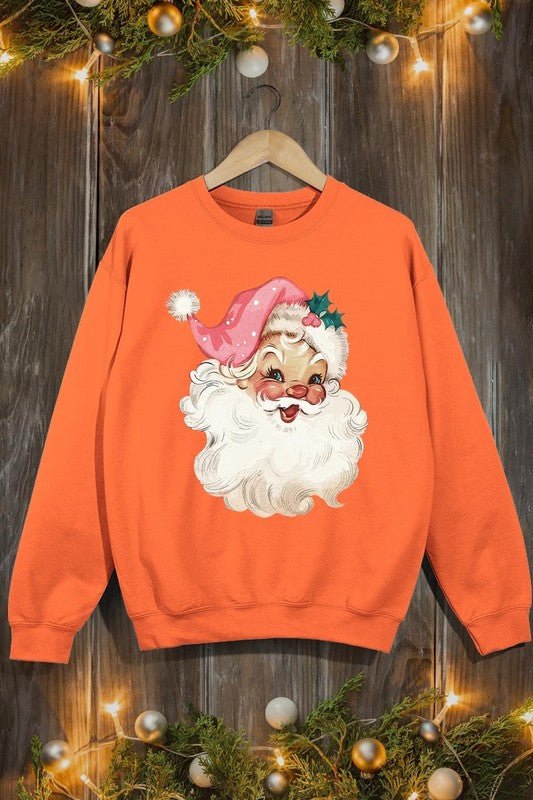 Retro Pink Santa Graphic Fleece Sweatshirts - Bold Rose Boutique