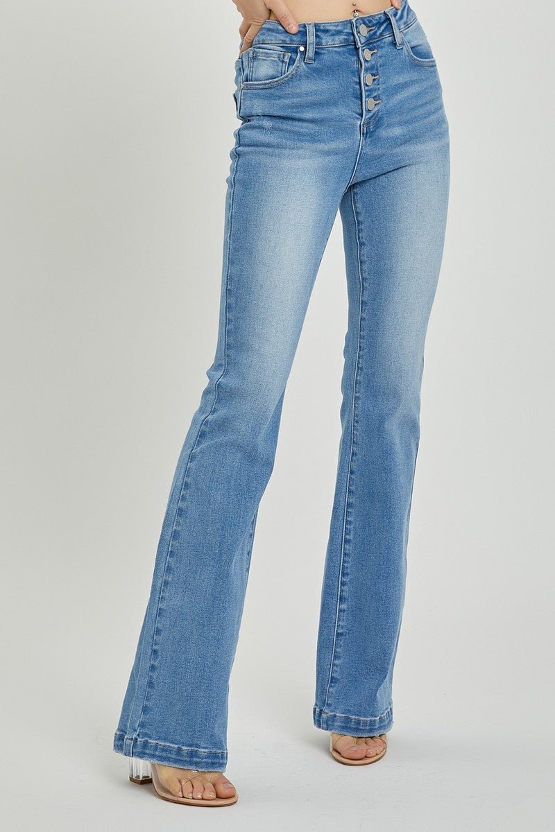 RISEN Full Size High Rise Button Fly Bootcut Jeans - Bold Rose Boutique