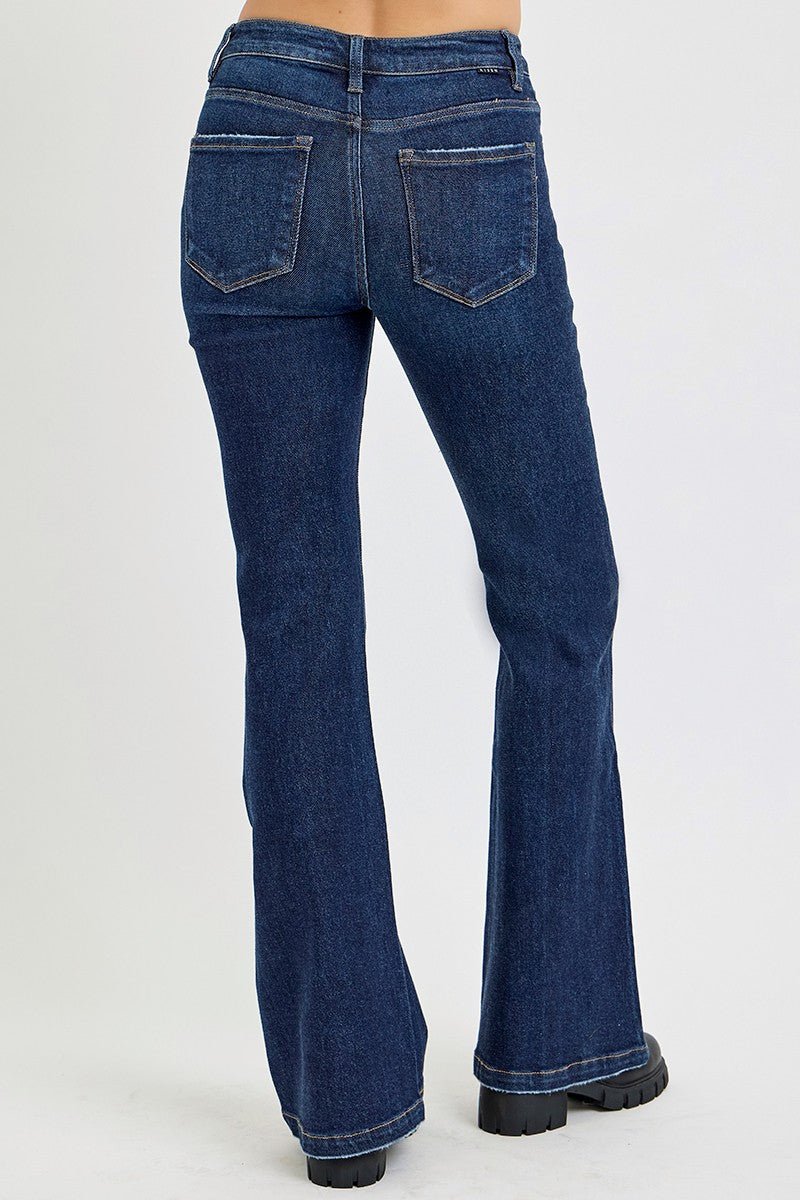 RISEN Full Size High Rise Flare Jeans with Pockets - Bold Rose Boutique