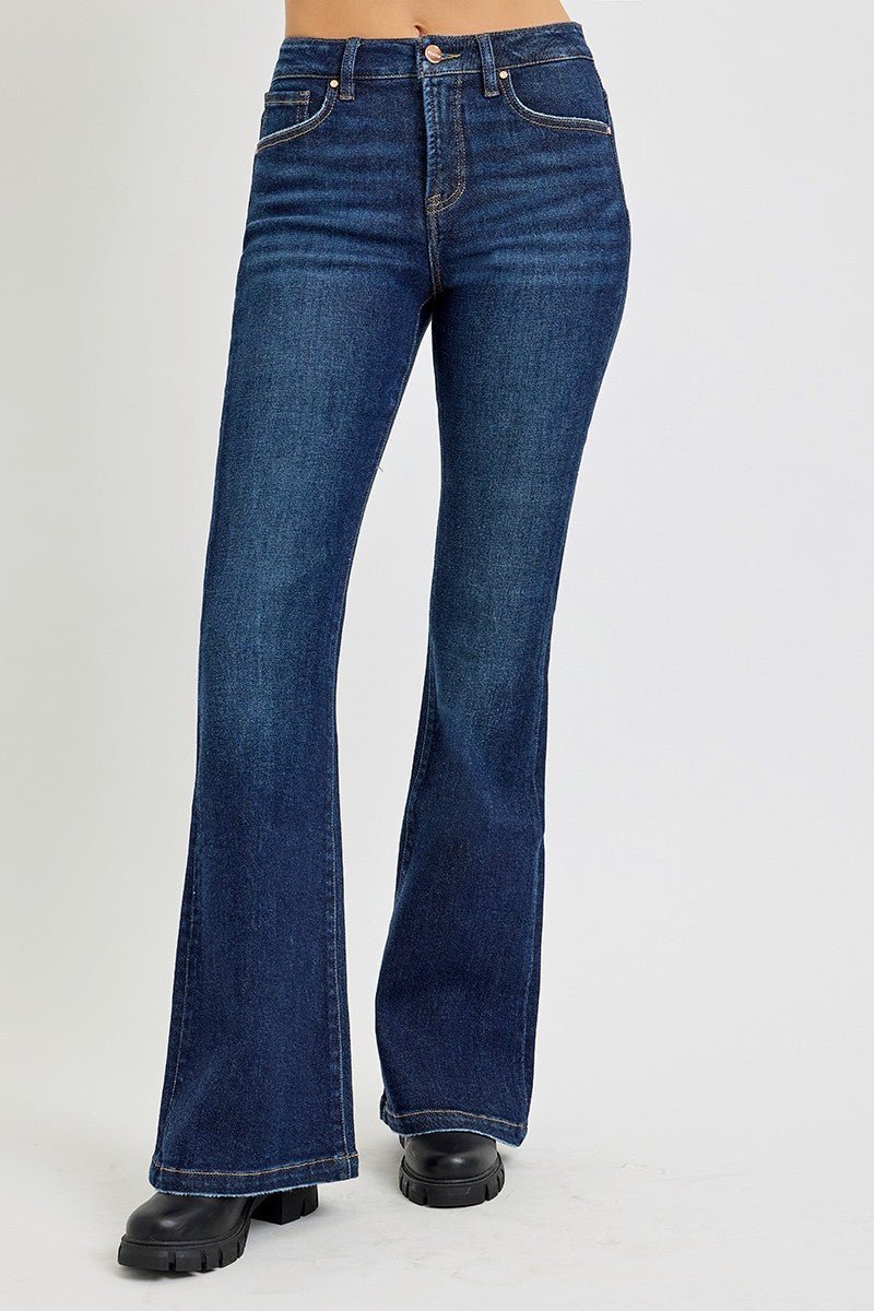 RISEN Full Size High Rise Flare Jeans with Pockets - Bold Rose Boutique