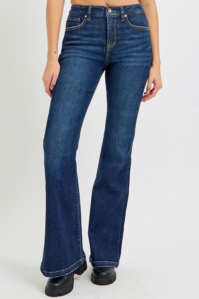 RISEN Full Size High Rise Flare Jeans with Pockets - Bold Rose Boutique