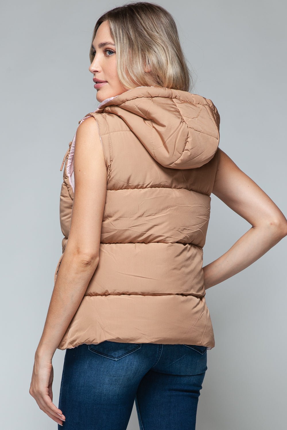 Snobbish Snap and Zip Closure Hooded Vest - Bold Rose Boutique