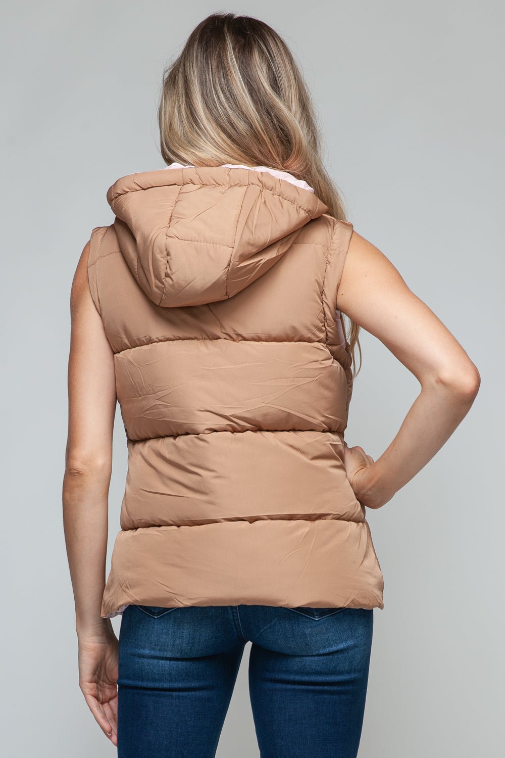 Snobbish Snap and Zip Closure Hooded Vest - Bold Rose Boutique