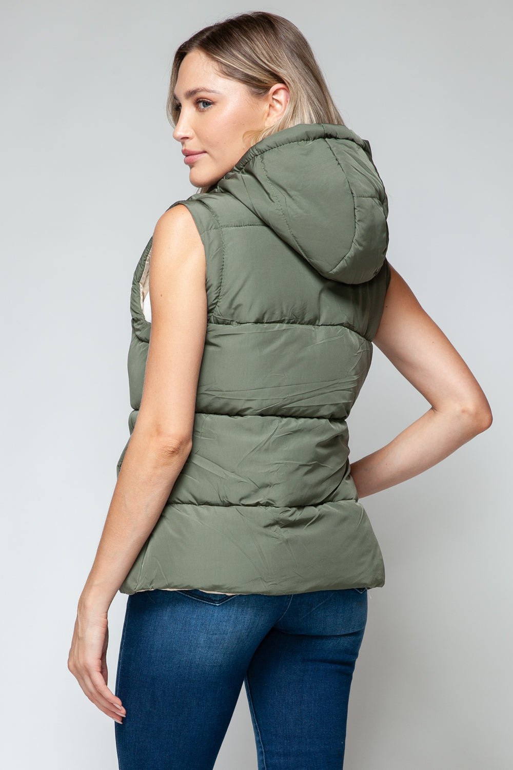 Snobbish Snap and Zip Closure Hooded Vest - Bold Rose Boutique