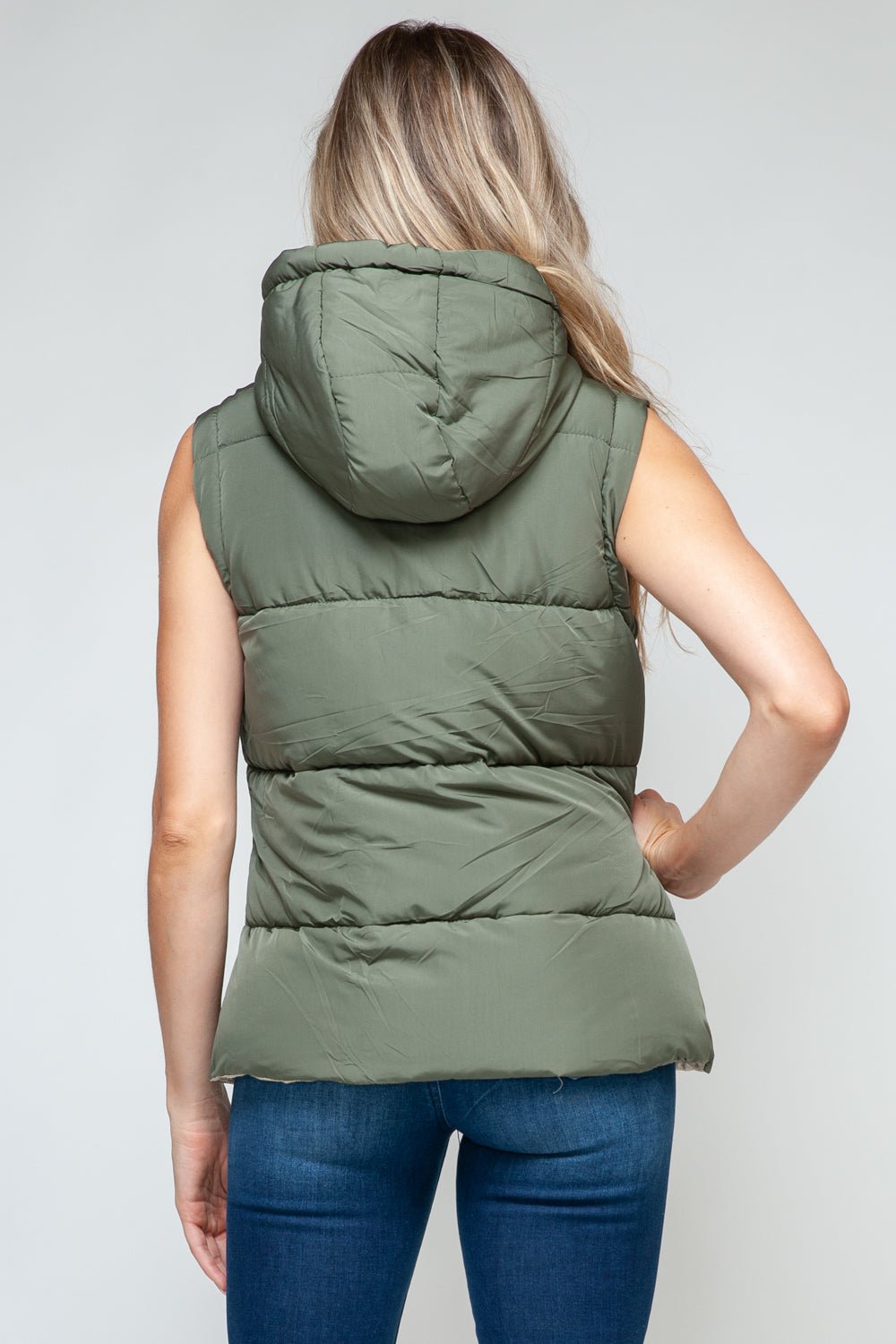 Snobbish Snap and Zip Closure Hooded Vest - Bold Rose Boutique