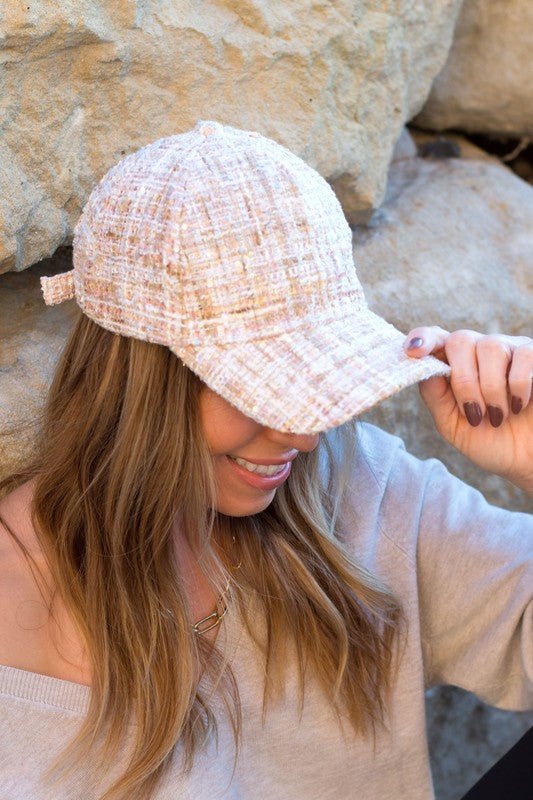 Tweed Sparkle Ball Cap - Bold Rose Boutique