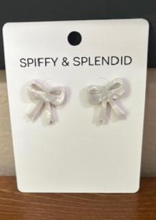 White Bow Stud Earrings - Bold Rose Boutique