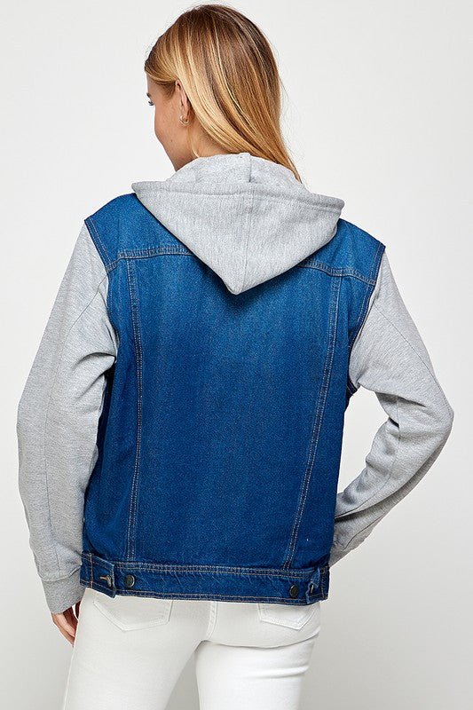 Women's Denim Jacket with Fleece Hoodies - Bold Rose Boutique