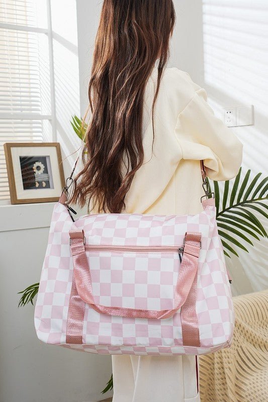 Zenana Checkered Multi - Pocket Travel Bag - Bold Rose Boutique