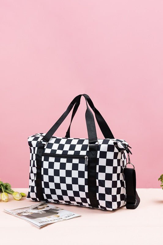 Zenana Checkered Multi - Pocket Travel Bag - Bold Rose Boutique