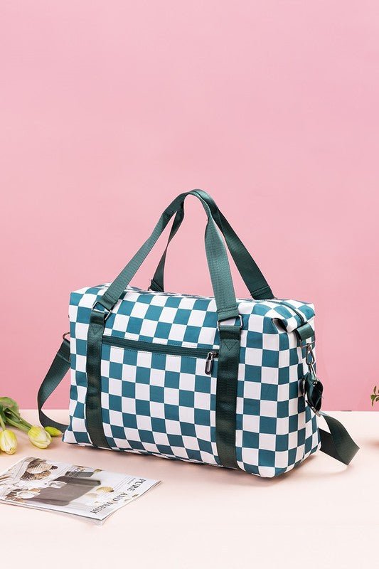 Zenana Checkered Multi - Pocket Travel Bag - Bold Rose Boutique