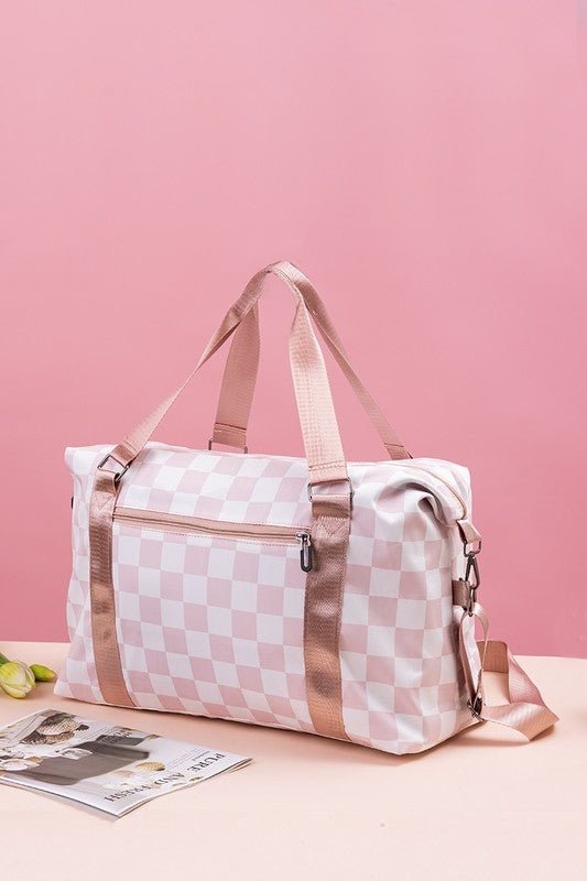 Zenana Checkered Multi - Pocket Travel Bag - Bold Rose Boutique