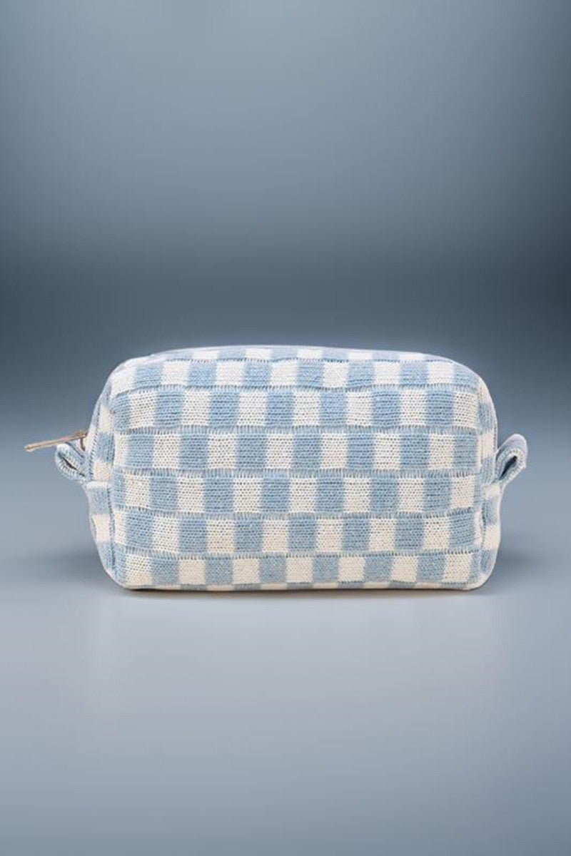 Zenana Checkered Pattern Knitted Cosmetic Pouch - Bold Rose Boutique