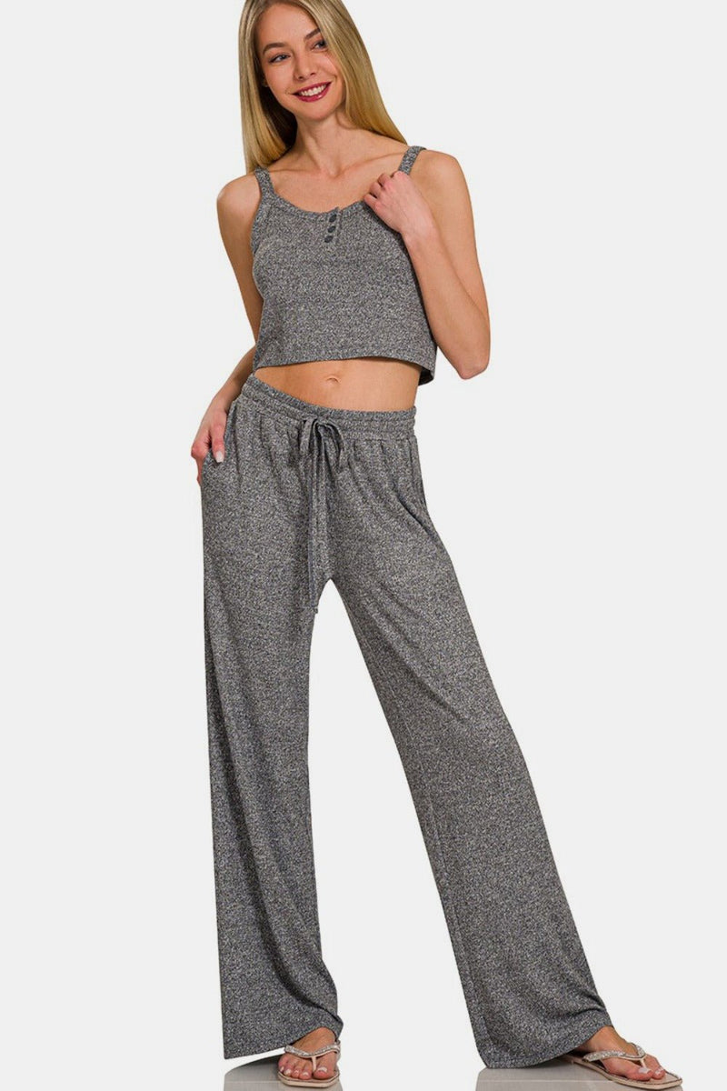 Zenana Drawstring Wide Leg Pants with Side Pockets - Bold Rose Boutique