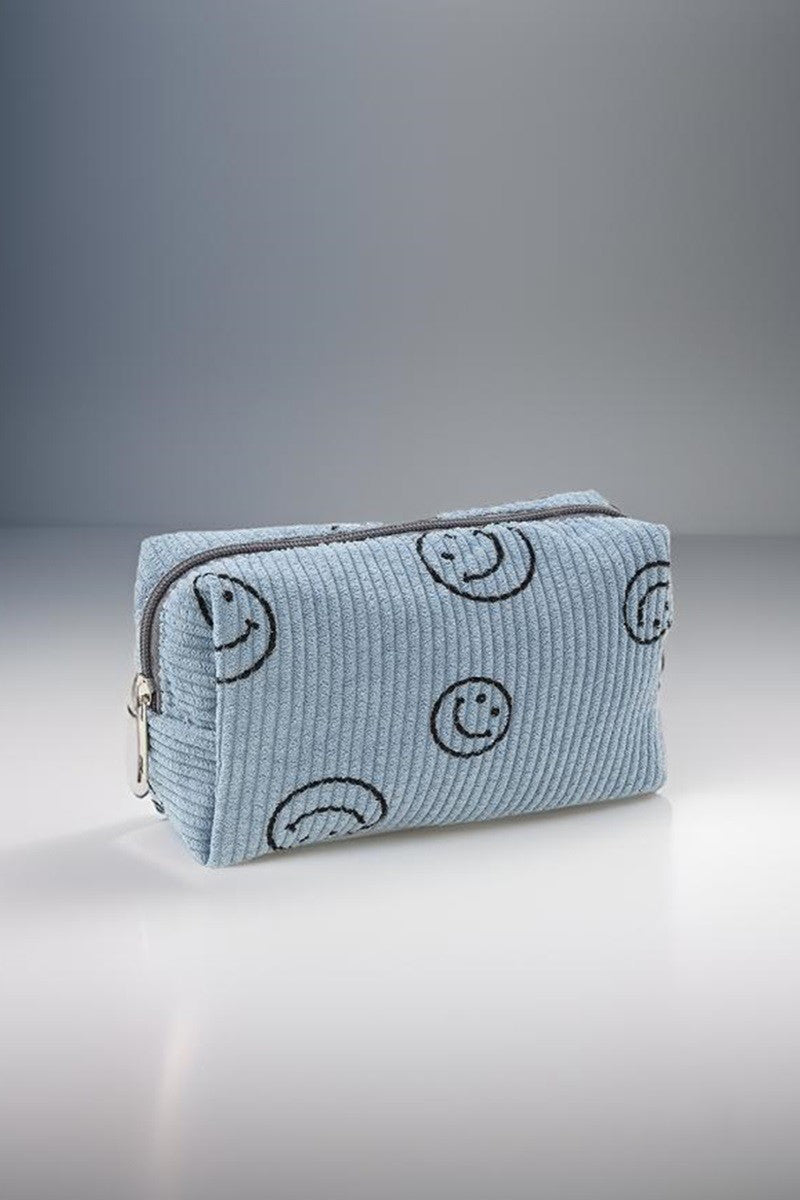 Zenana Smiley Face Corduroy Cosmetic Pouch - Bold Rose Boutique